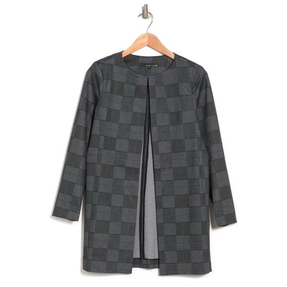 Amanda and Chelsea Multicolor Plaid Ponte Topper Jacket, Medium - Picture 3 of 9